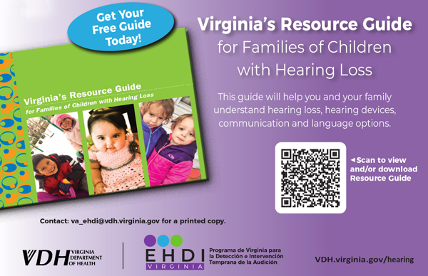 EHDI Resource Guide outreach postcard with QR code
