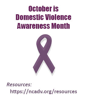 Purple ribbon: October is Domestic Violence Awareness Month