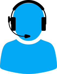 Call center illustration, person with headset
