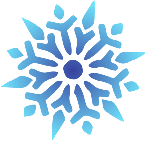 Illustration of a blue snowflake on white background.