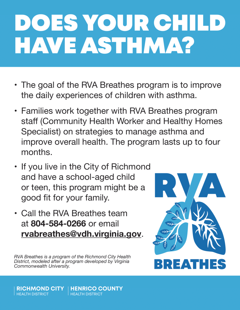 A thumbnail image of a flyer discussing childhood asthma.
