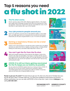 Flyer with top 5 reasons to geta flu shot