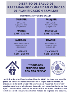 RRHD Family Planning Clinics Schedule in Spanish. 