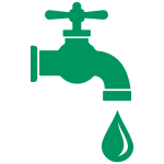 A simple illustration of a water faucet with a drip of water coming out of it