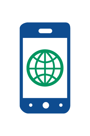 an illustration of a cellphone with a illustration of a globe on the screen
