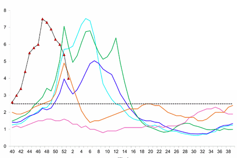 Gráfico con las enfermedades respiratorias de la zona