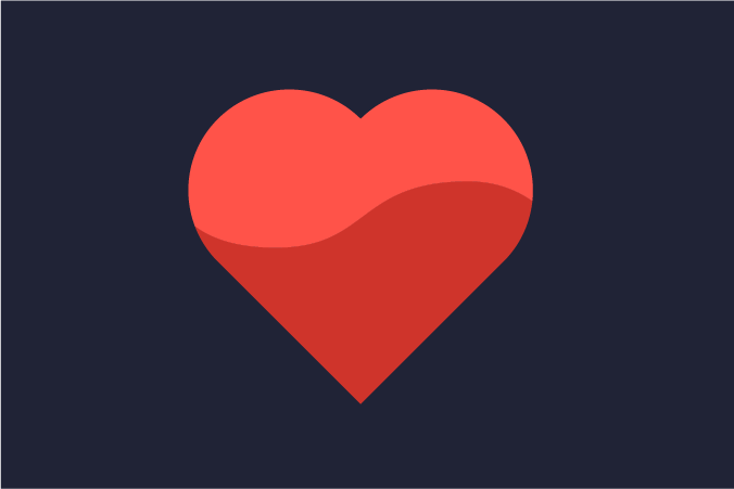 Illustration of a red heart on a dark navy background
