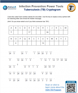 Image preview of the Tuberculosis Cryptogram showing the code boxes and word spacers.