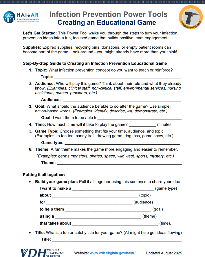 Guía instructiva para crear un juego educativo de prevención de infecciones