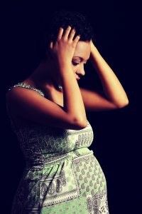 Pregnant woman upset and depressed