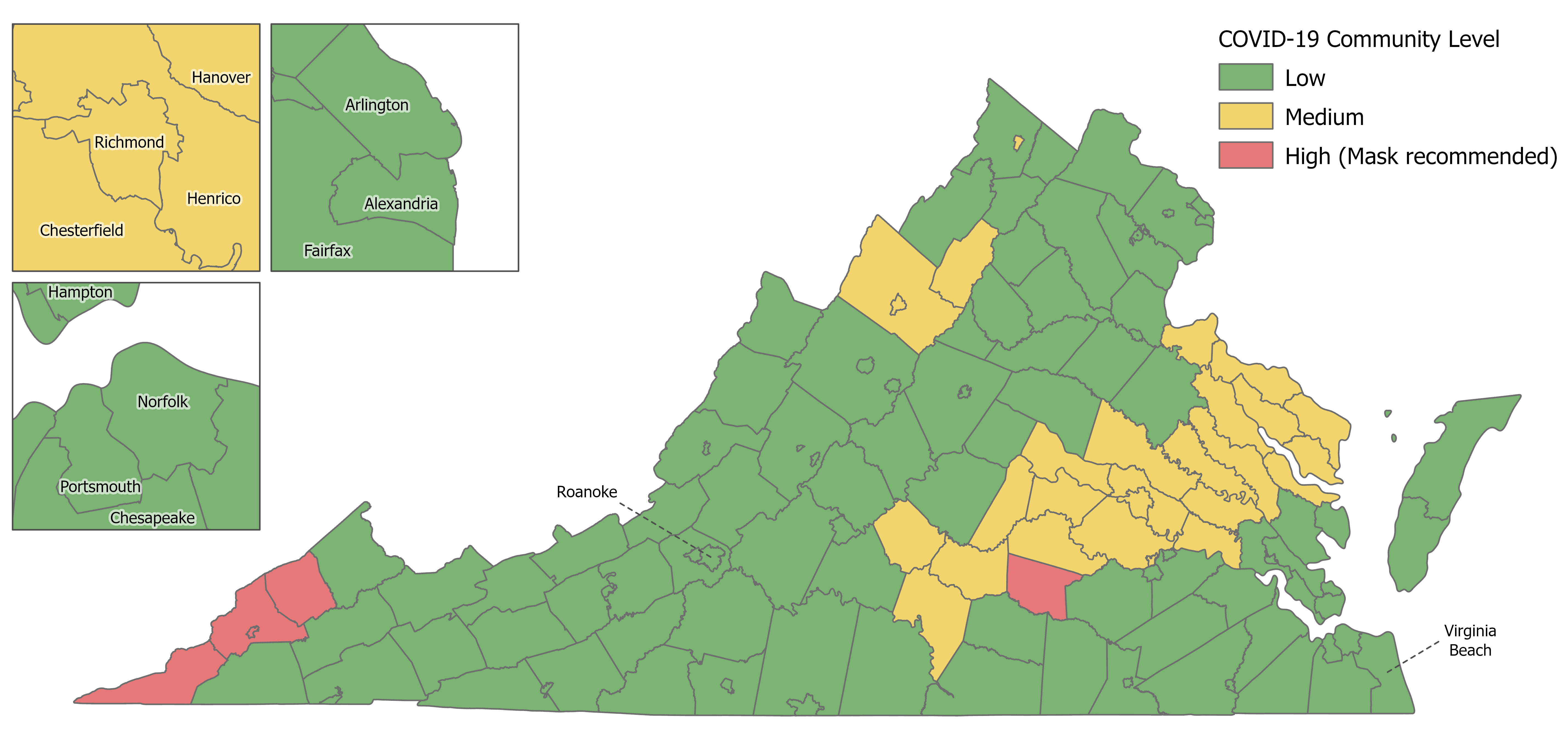 LIST OF CDC VIRGINIA COVID COMMUNITY LEVEL MAP CHANGES DEC 2, 2022 : r ...