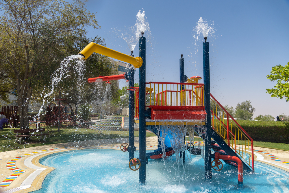“al,Ain,,Abu,Dhabi,,United,Arab,Emirates,-,March,29, image of a splash pad or spray park