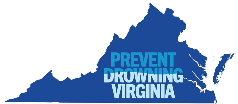 Image of state of Virginia with "prevent downing Virginia" illustrated within