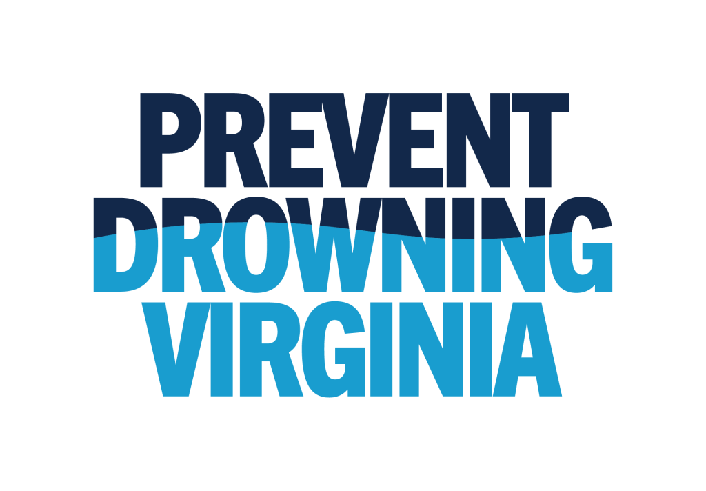 Large text in dark and light blue that states "Prevent Drowning Virginia"
