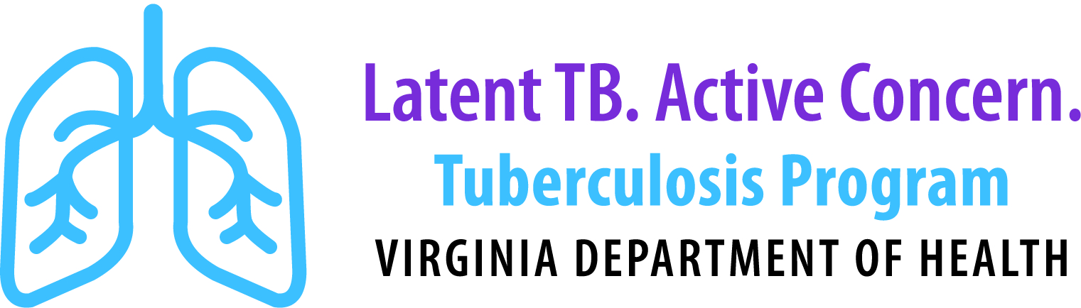 Virginia Department of Health Tuberculosis Program Logo.  Features a line drawn image of lungs in light blue.
