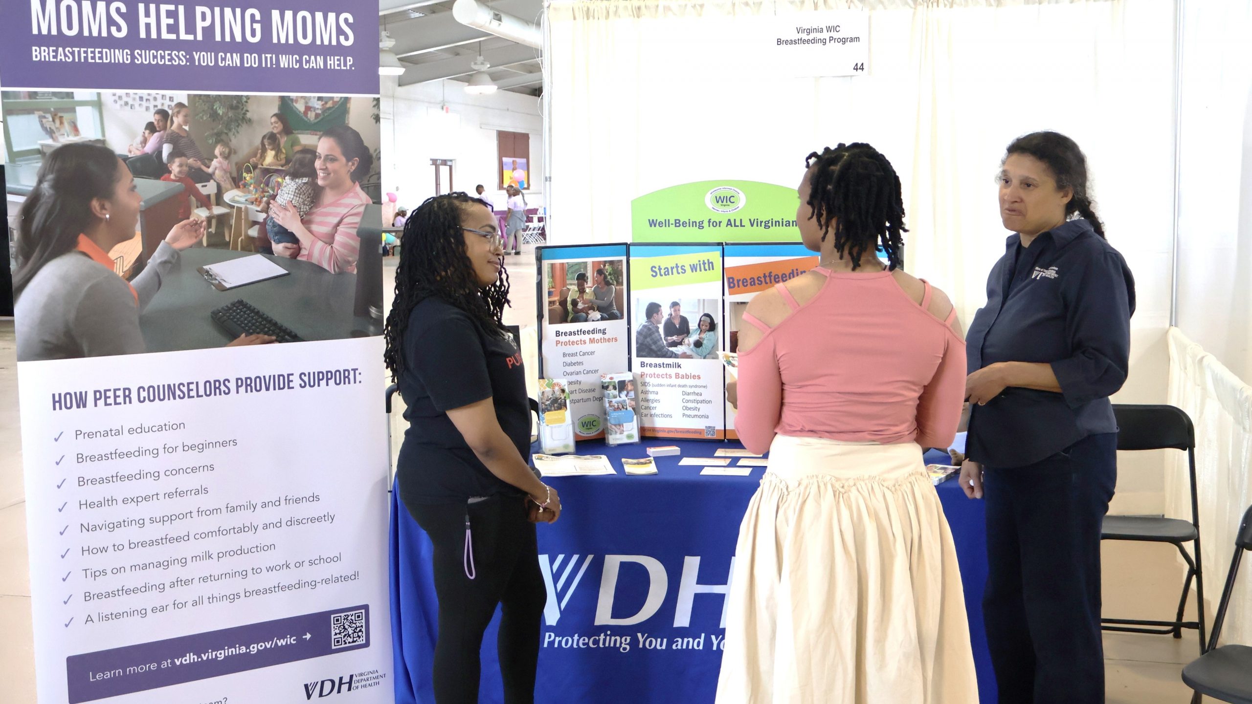 VDH staff share information about breastfeeding support and maternal health resources with attendees at the Bear-y Best Start Resource Fair.