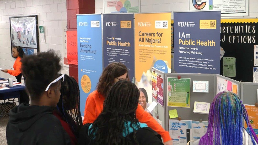 VDH staff speaking with students about careers in public health