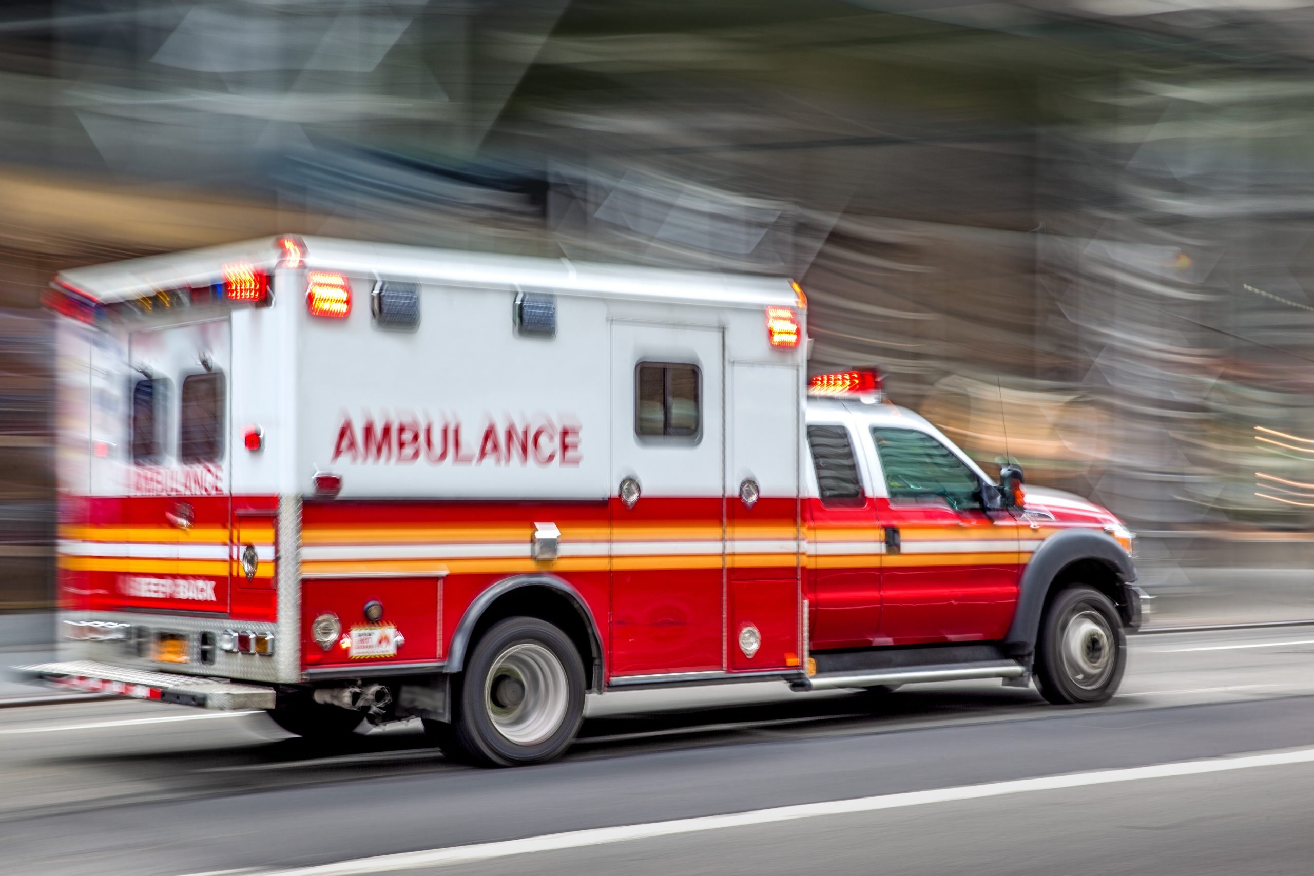 Picture of a speeding ambulance