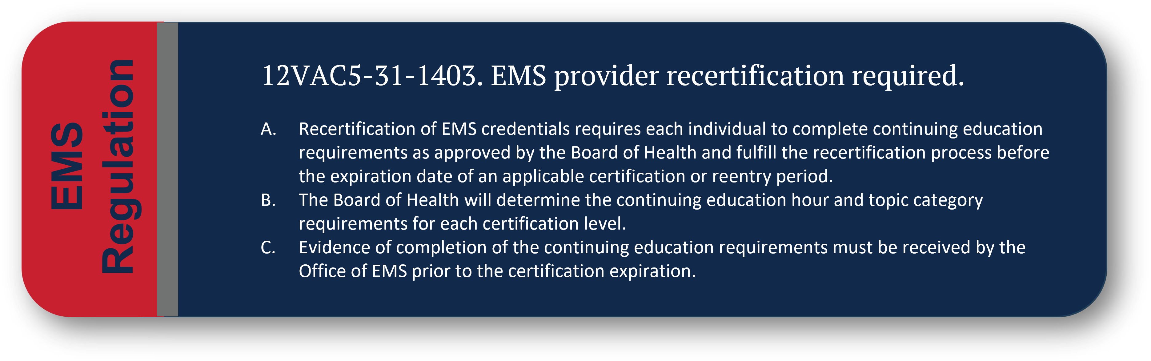 Recertification of Virginia Credentials Emergency Medical Services