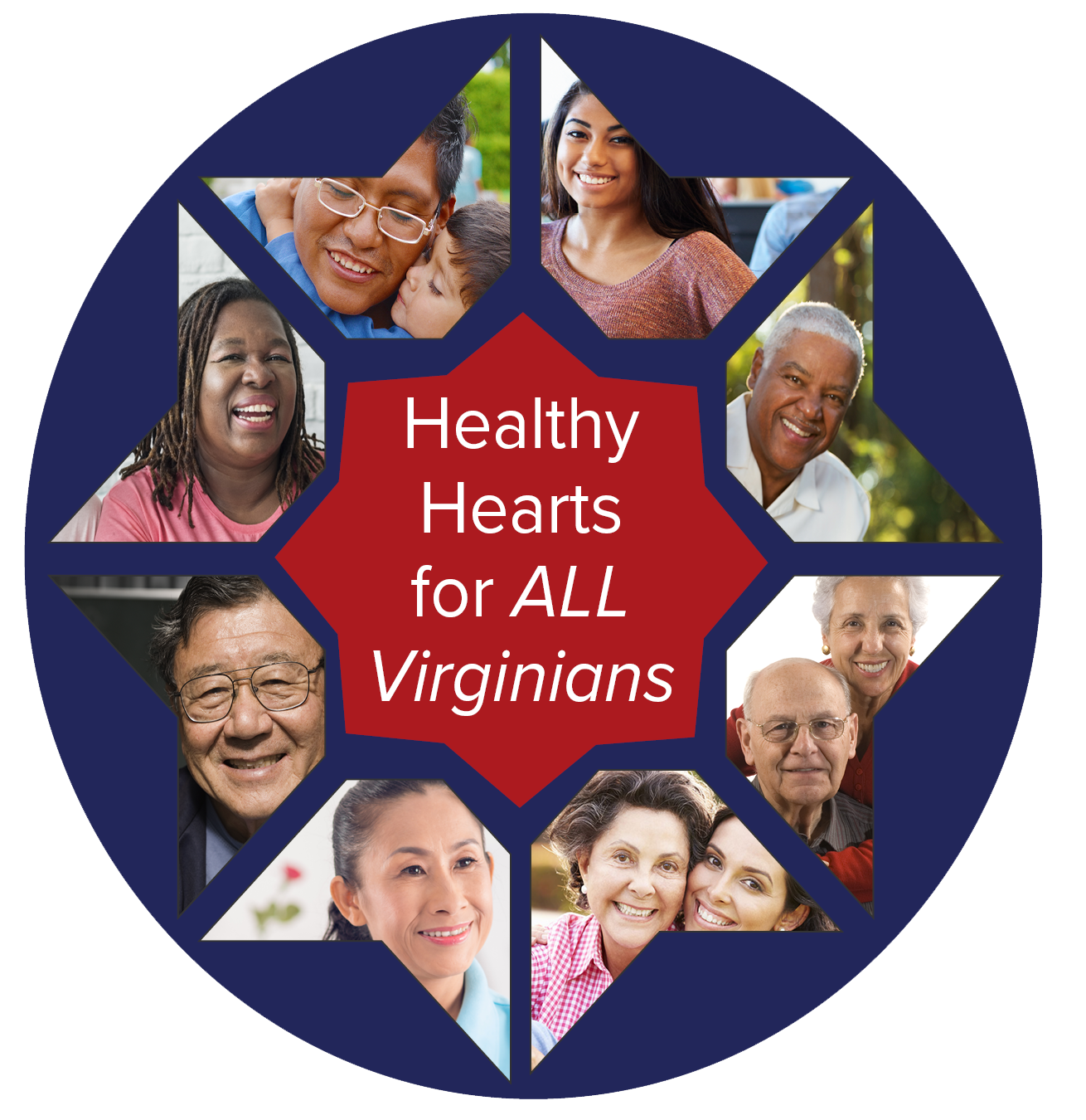 Kaleidoscope of people Healthy Hearts for ALL Virginians