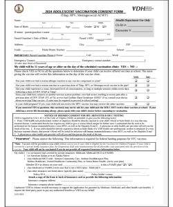 2024 Adolescent Vaccination Form