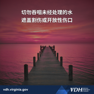 切勿吞咽未经处理的水 遮盖割伤或開放性伤口