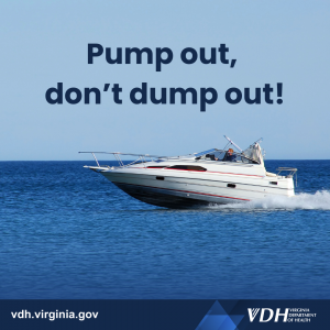 이미지: 바다에 있는 보트; 텍스트: 펌프 아웃, 펌프 아웃하지 마세요