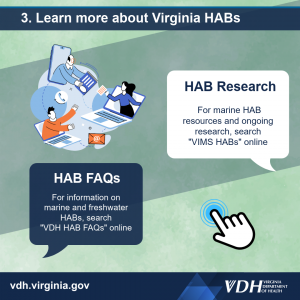 버지니아 유해 조류 번식에 대해 알아보세요. 자주 묻는 질문(FAQ): 온라인 검색 "VDH HAB FAQ" 연구: 온라인 검색 "VIMS HAB"