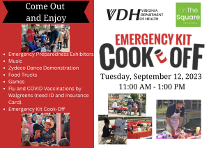 Emergency Kit Cook Off Flyer Tuesday, September 12, 2023 11:00 AM to 1:00 PM