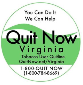 Quit Now Virginia logo - You can do it, we can help. Tobacco User Quitline - QuitNow.net/Virginia. 1800QuitNow (18007848669)