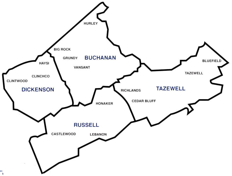 Bản đồ của Khu Y tế Cao nguyên Cumberland